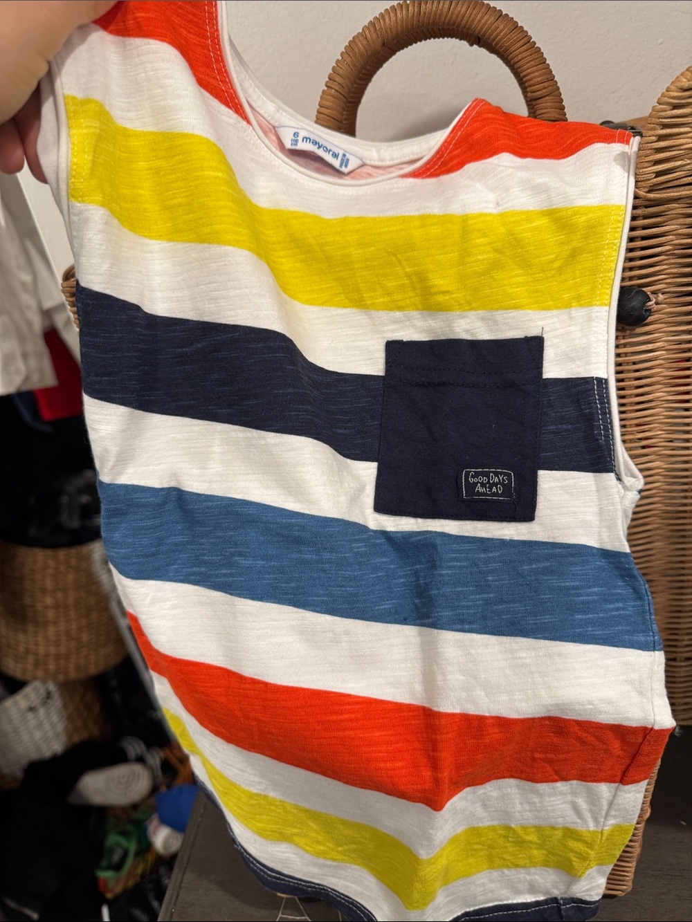 Mayoral Striped Tank Top in White, Yellow, Blue, Red, Navy